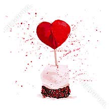 Vector Valentine day hand drawn artistic cake design element isolated on white background.