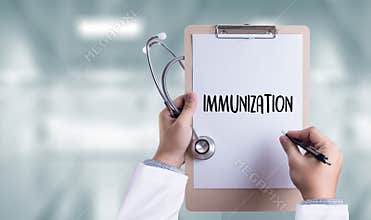 IMMUNIZATION Immune System as medical concept , Syringe. Immun