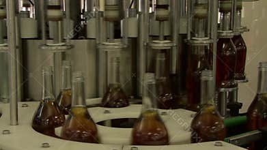 Brandy bottling in factory