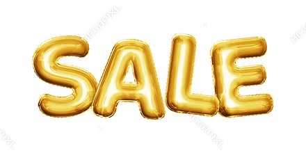 Balloon Sale text letters 3D golden foil realistic