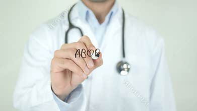Abortion, Doctor Writing on Transparent Screen