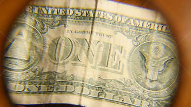 Magnifying Glass On The Old One American Dollars
