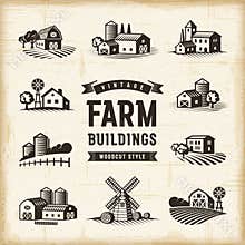 Vintage Farm Buildings Set