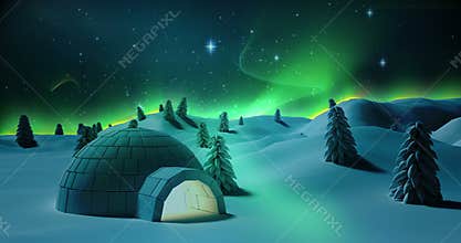 Snow covered trees on a snowy landscape