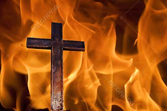 Cross on fire