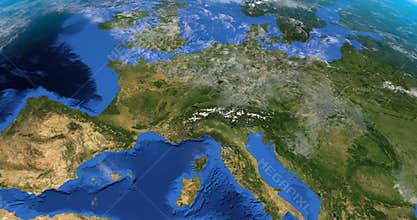 Europe continent in rotation on planet earth