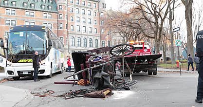 A horse-drawn carriage crash.