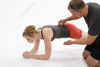 Woman with personal trainer