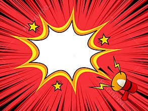 Comic book background with megaphone announcement