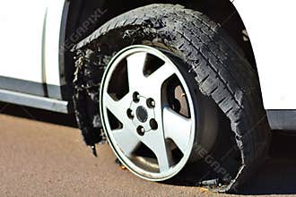 FLAT TIRE - Rim on Asphalt