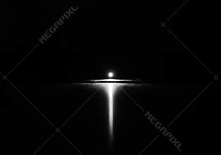 Horizontal black and white glowing sun illustration background