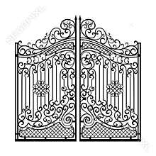 Beautiful iron ornament gates. Black on white