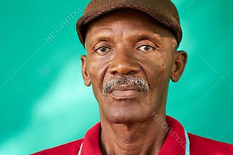 Seniors People Portrait Sad Old Black Man With Hat