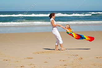 Mother and daughter playing