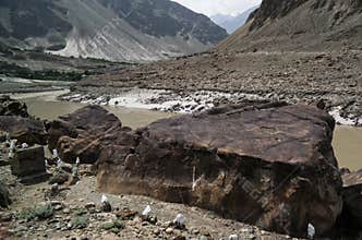 Petroglyphs at bank of Indus river, Chilas , Gilgit-Baltistan Pakistan