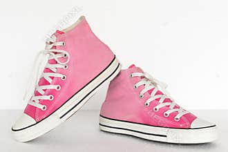 Vintage style of sport pink gradient sneaker shoes on white back