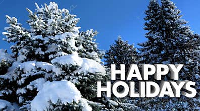 Happy Holidays Christmas Winter Snow Trees