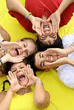 group of happy teens