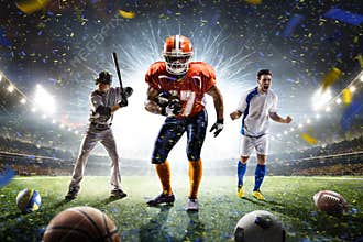Multi sports proud players collage on grand arena