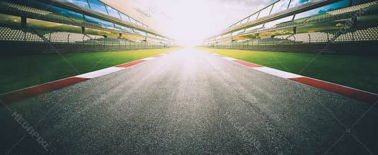 Empty asphalt international race track