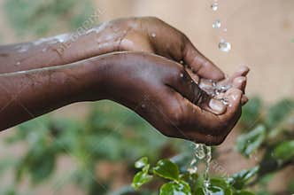 Water Climate Change Symbol: Handful Of Water Scarcity for Child