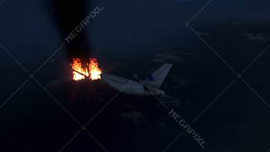 Plane crash at night footage video