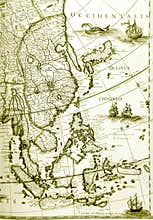 Maps of southeast asia countries, old antique