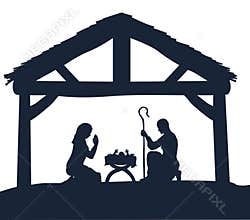 Nativity Christmas Scene Silhouettes