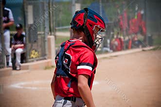 Youth baseball catcher