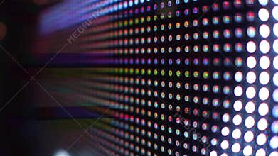 Modern RGB light emitting diodes or LED screen in action 4K steadicam shot