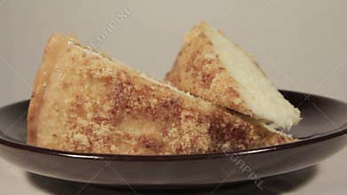 Gentle sponge cake with banana layer. Homemade festive dessert