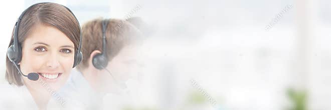 Female customer service agent in call center