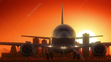 Edmonton Alberta CanadaSkyline Sunrise Take Off