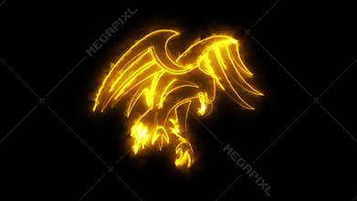 Burning Orange Neon Eagle Logo Motion Graphic Element