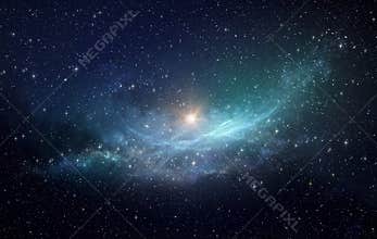 Star field and nebula in outer space