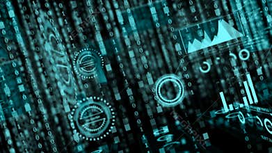 4K Abstrack background row of random digital binary text drop down with grain for technology and futuristic concept4K Abstrack bac