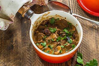 Beef and mushroom Strogonoff with rice