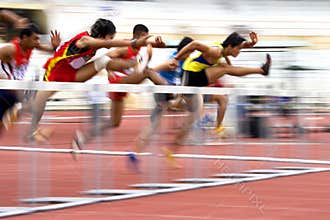 Men's 110 Meters Hurdles Action (Blurred)