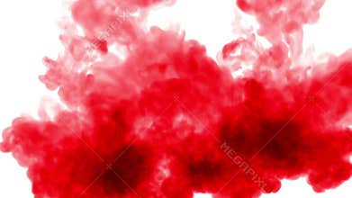 Overhead shot. Red paint mix in water and move in slow motion. Use for inky background or backdrop with smoke or ink