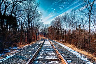 Railroad in Pennsylvania Snow on Tracks