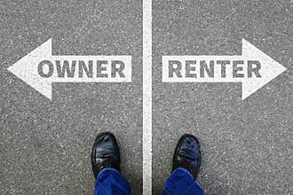 Owner renter rent own ownership rental purchase real estate house apartment concept