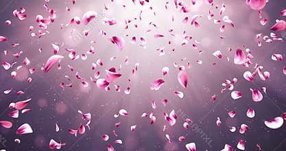 Flying Romantic Red Pink Rose Sakura Flower Petals Falling Background Loop 4k