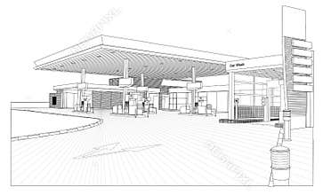Petrol Station outline View