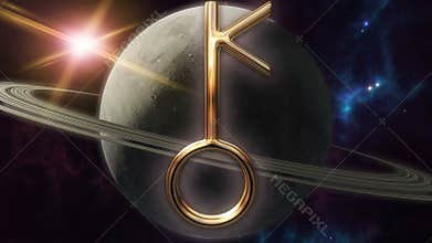 Animated chiron zodiac horoscope symbol and planet. 3D rendering 4K
