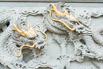 Dragon Relief at Dongyue Temple. a famous historic site in Anxi, Fujian, China.
