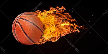 Flying Basketball Engulfed in Flames