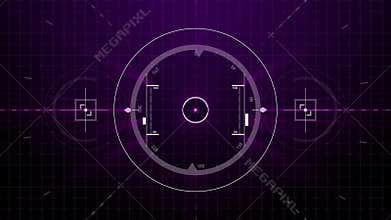 Graphic radar target lock on interface or auto pilot control screen with numbers scale