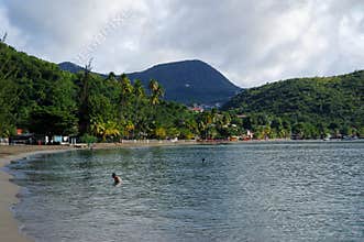 People take a ocean bath on December 31, 2016. Grande Anse d`Arlet, Marti