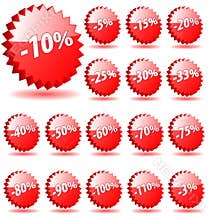 Discount promotion sale vector illustration set price tag sticker label stickers percent coupon offer red design badge sign shop