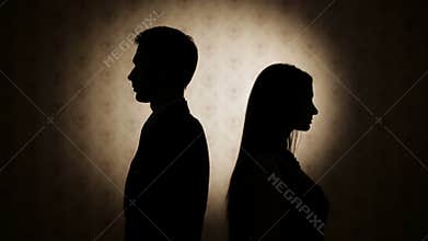 Family difficulties. Offended on each other man and woman.